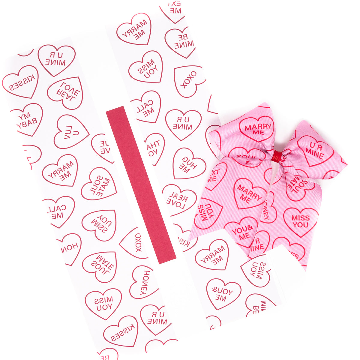Pink Conversation Hearts Graphic Ribbon and Bows Oh My!