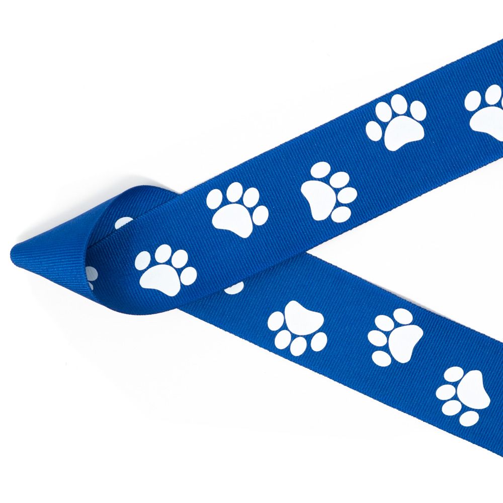 Royal Blue Paw Print Ribbon, Tiger Paw Print Blue Bow, Cougar Paw